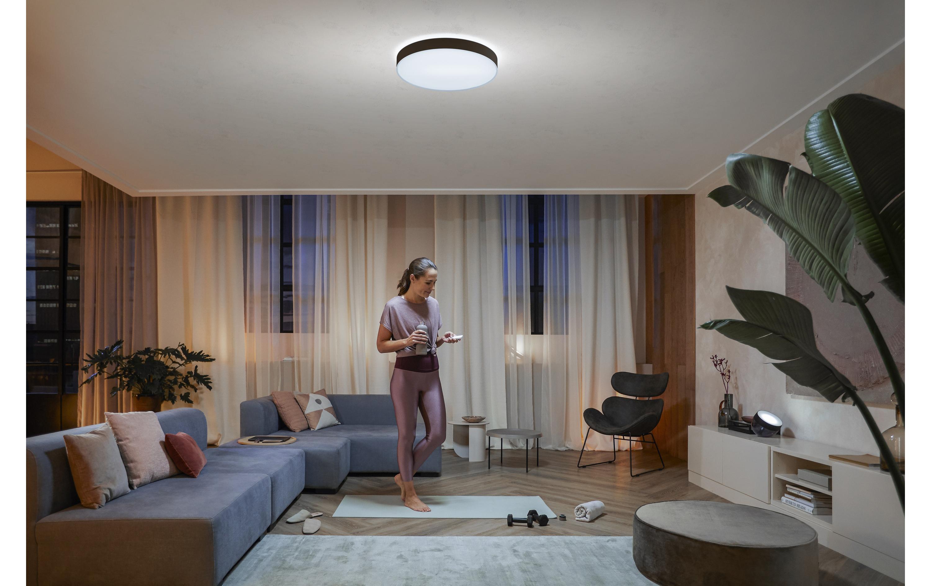 White Amb. Enrave Deckenleuchte XL schwarz 6500 lm + Dimmer<br>Deckenlampe steuerbar mit Philips Hue