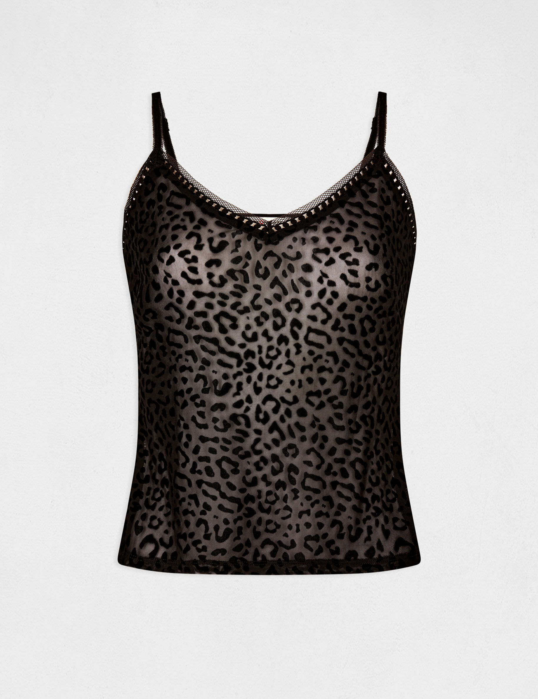 Débardeur dentelle imprimé animalier noir femme - noir