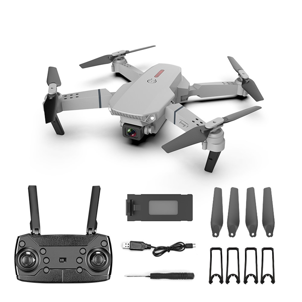 WiFi Faltbare E88 RC Quadrocopter Drohne 120° Weitwinkel Dual 480p Kamera Video Live-Übertragung   Fernbedienung - Grau