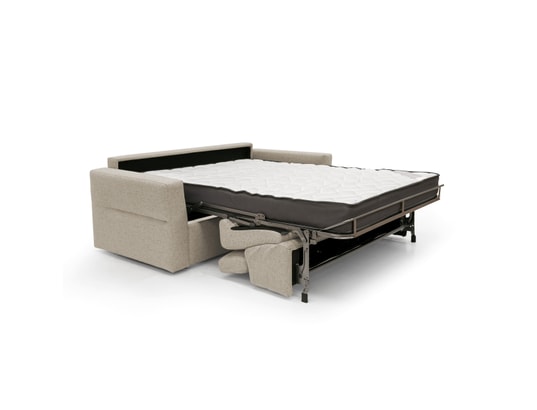 DIVANI.STORE - Canapé lit avalon matelas h18 cm beige 3 places maxi