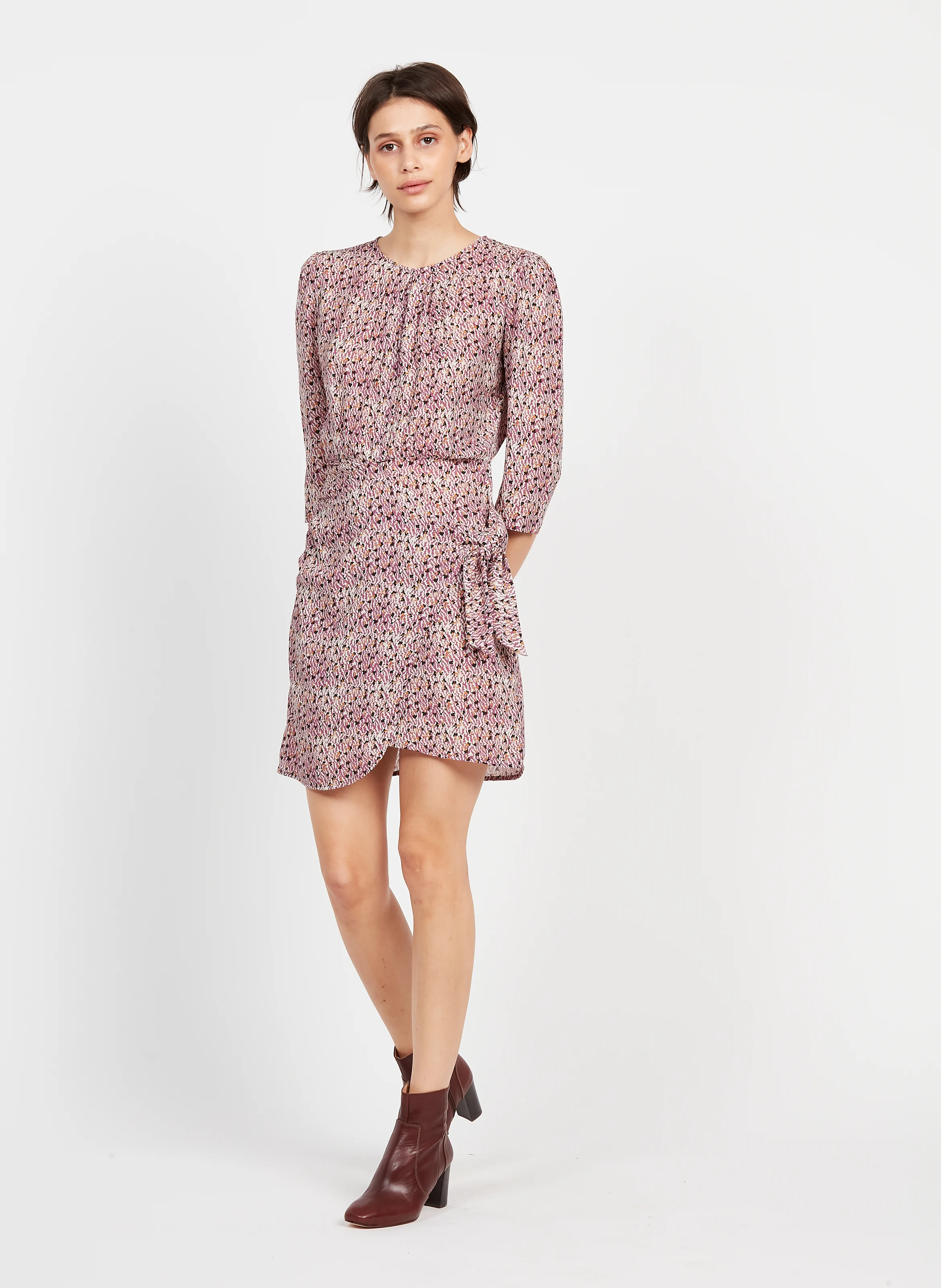 MADELE VI - Robe courte col rond imprimée| Multicolore