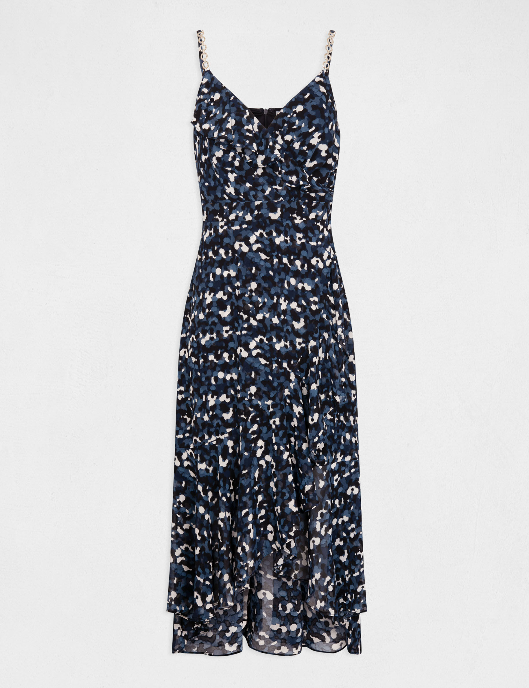 Robe longue évasée imprimé abstrait bleu femme - bleu