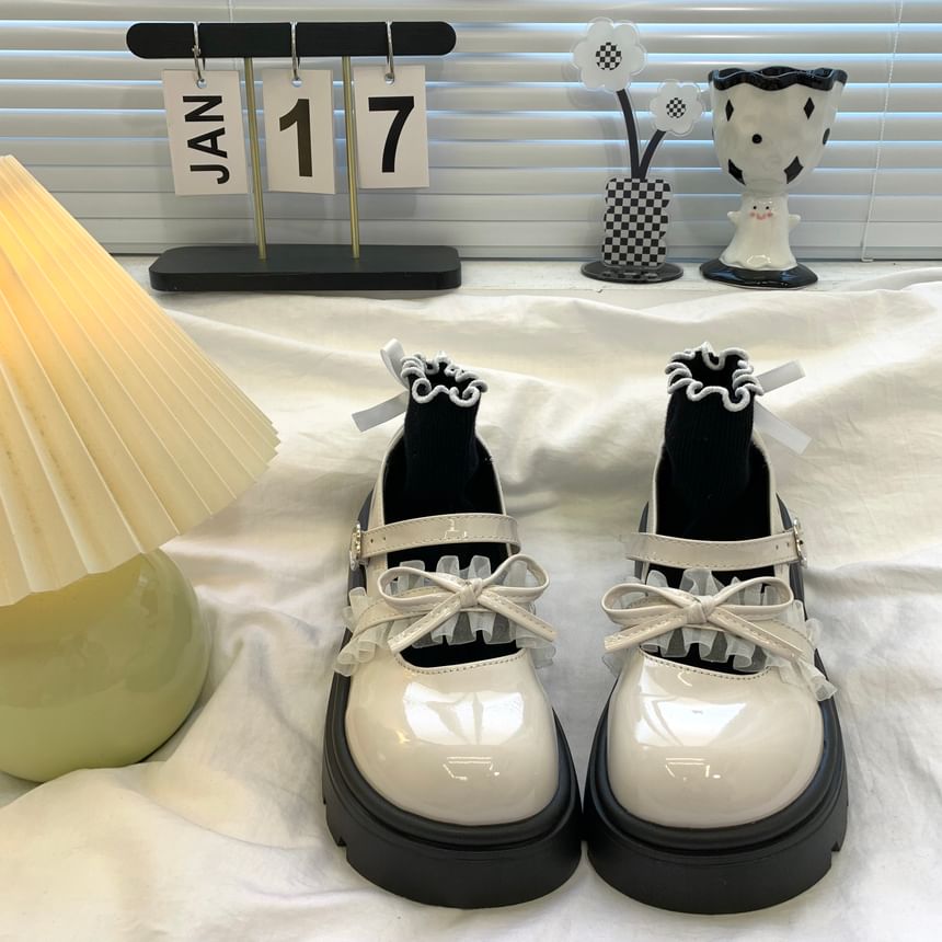 DURAC - Mary Jane-schoenen met imitatieleren plateauzool