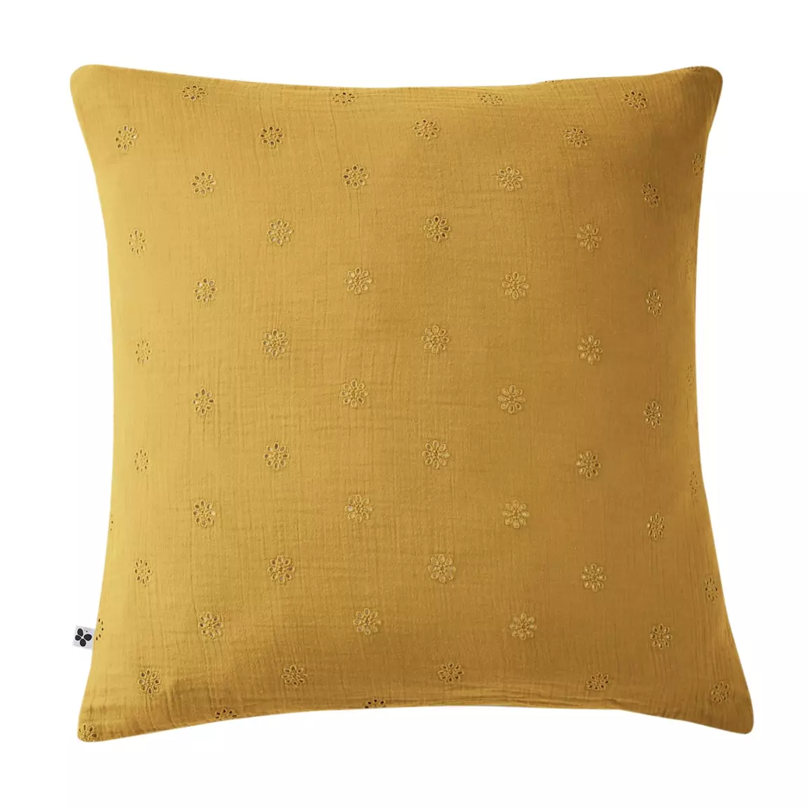 Taie d'oreiller carrée gaze de coton (60 x 60 cm) Gaïa Boho Jaune safran
