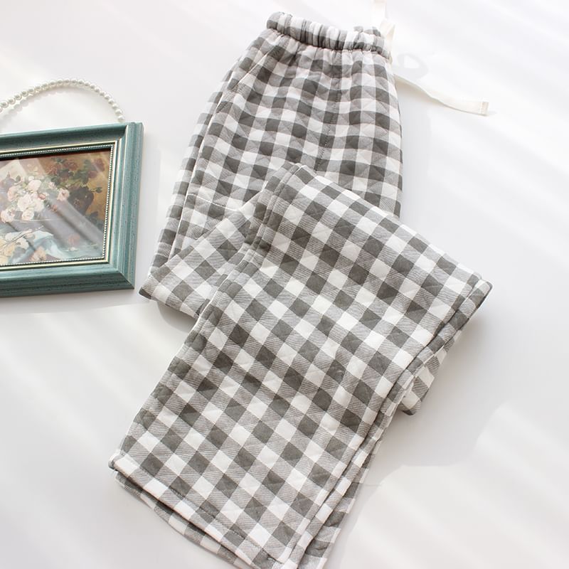 Dogini - Koppel bijpassende pyjamabroek met hoge taille en ruitmotief (verschillende ontwerpen)