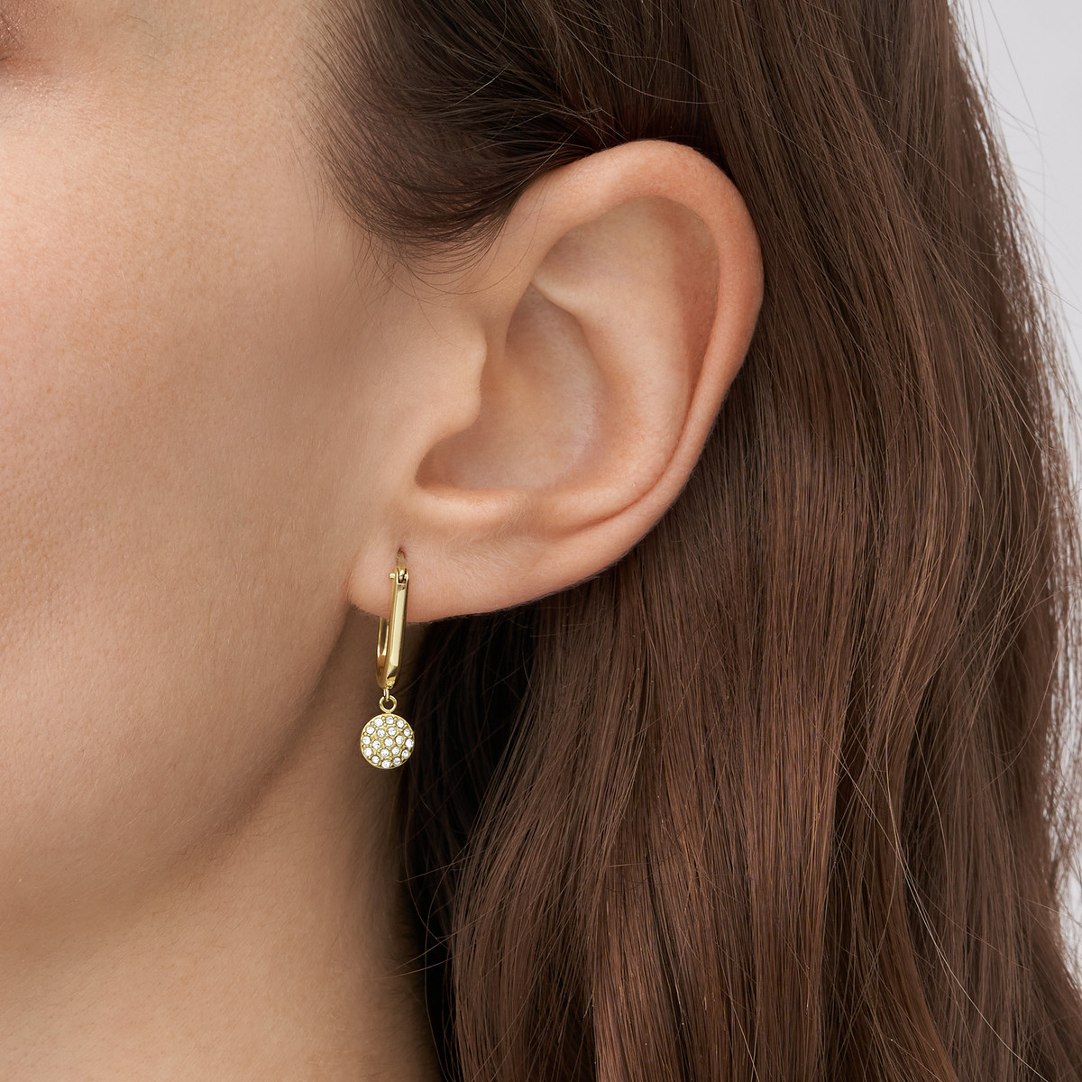Boucles d'oreilles FOSSIL acier inoxydable doré crital