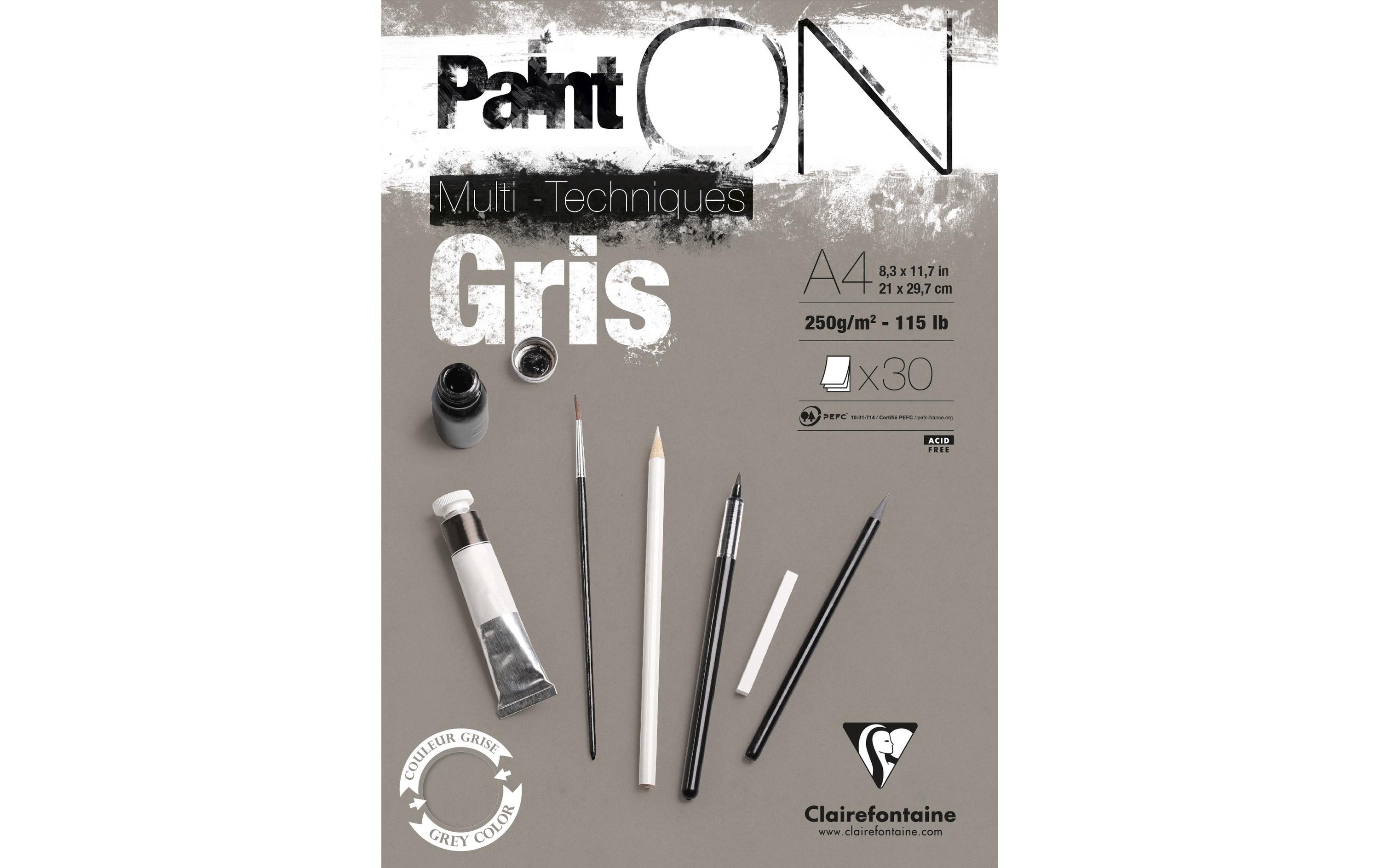Malblock PaintON A4, 30 Blatt, GrauPapier aus 100% Zellulose