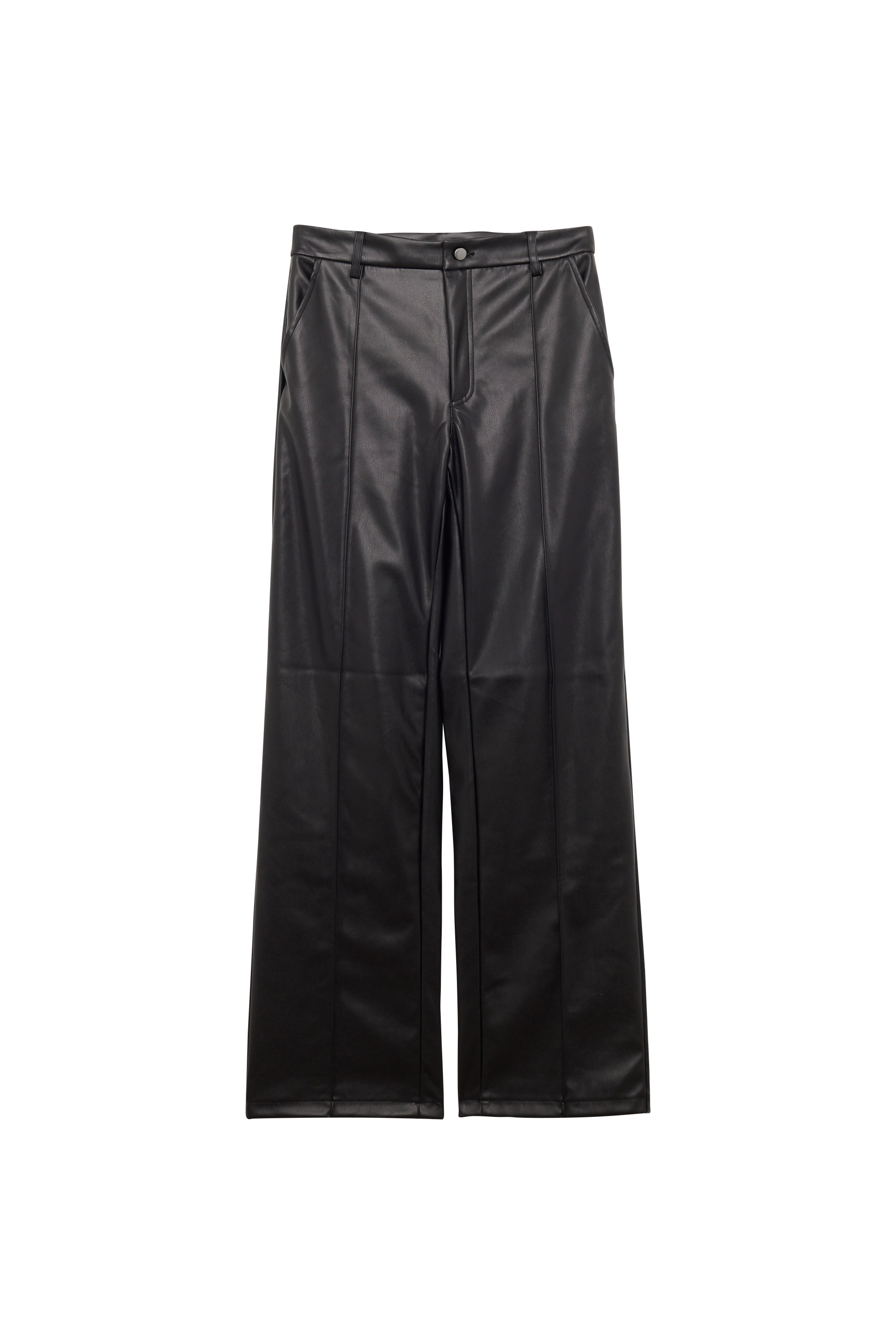 NOISY MAY Pantalon NMLUKE PU HW STRAIGHT FRONT DETAIL PANT Noir