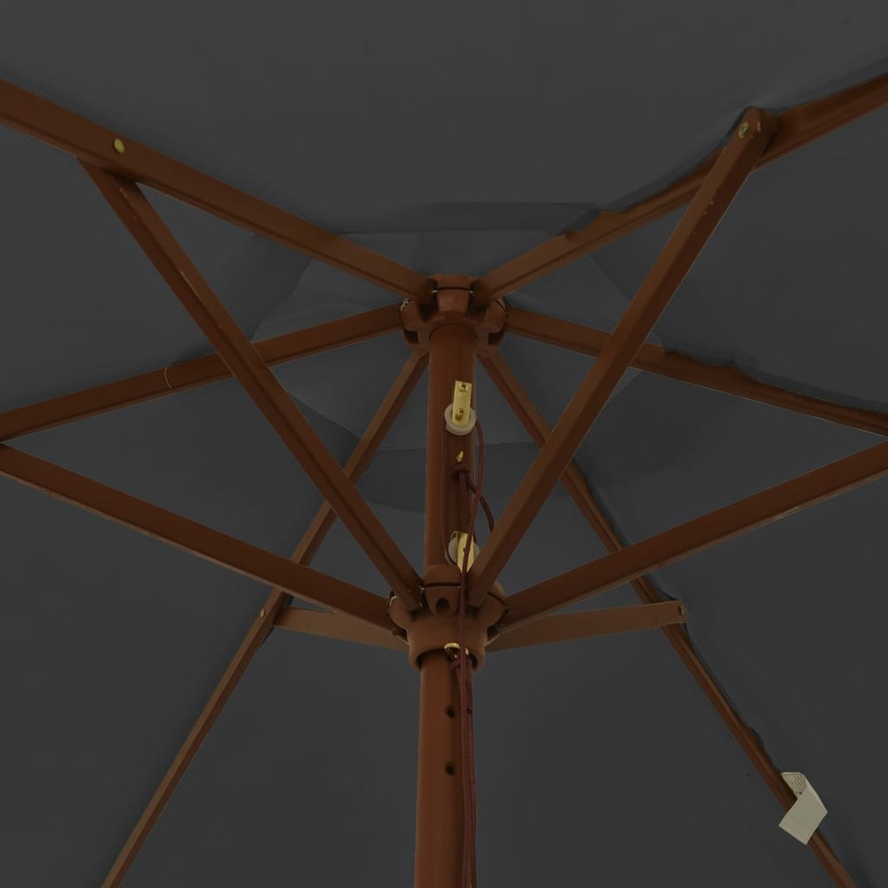 Parasol de jardin avec mât en bois 196 x 231 cm noir