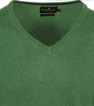 Steppin' Out Trui Cotton Cashmere V-hals Groen PU-V-COCASH-STEPP-WOODLANDGREEN kopen