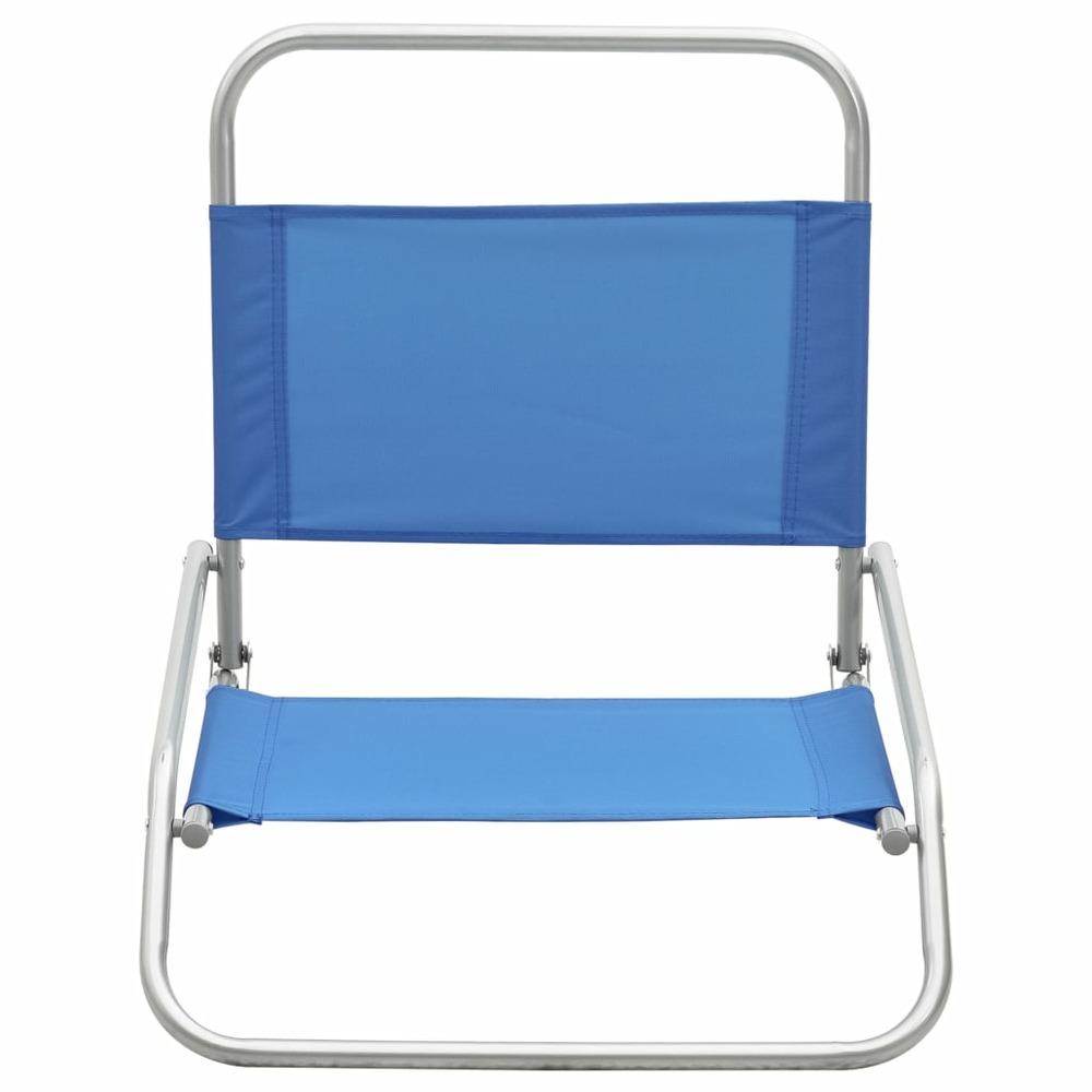 Chaises de plage pliables 2 pcs bleu tissu