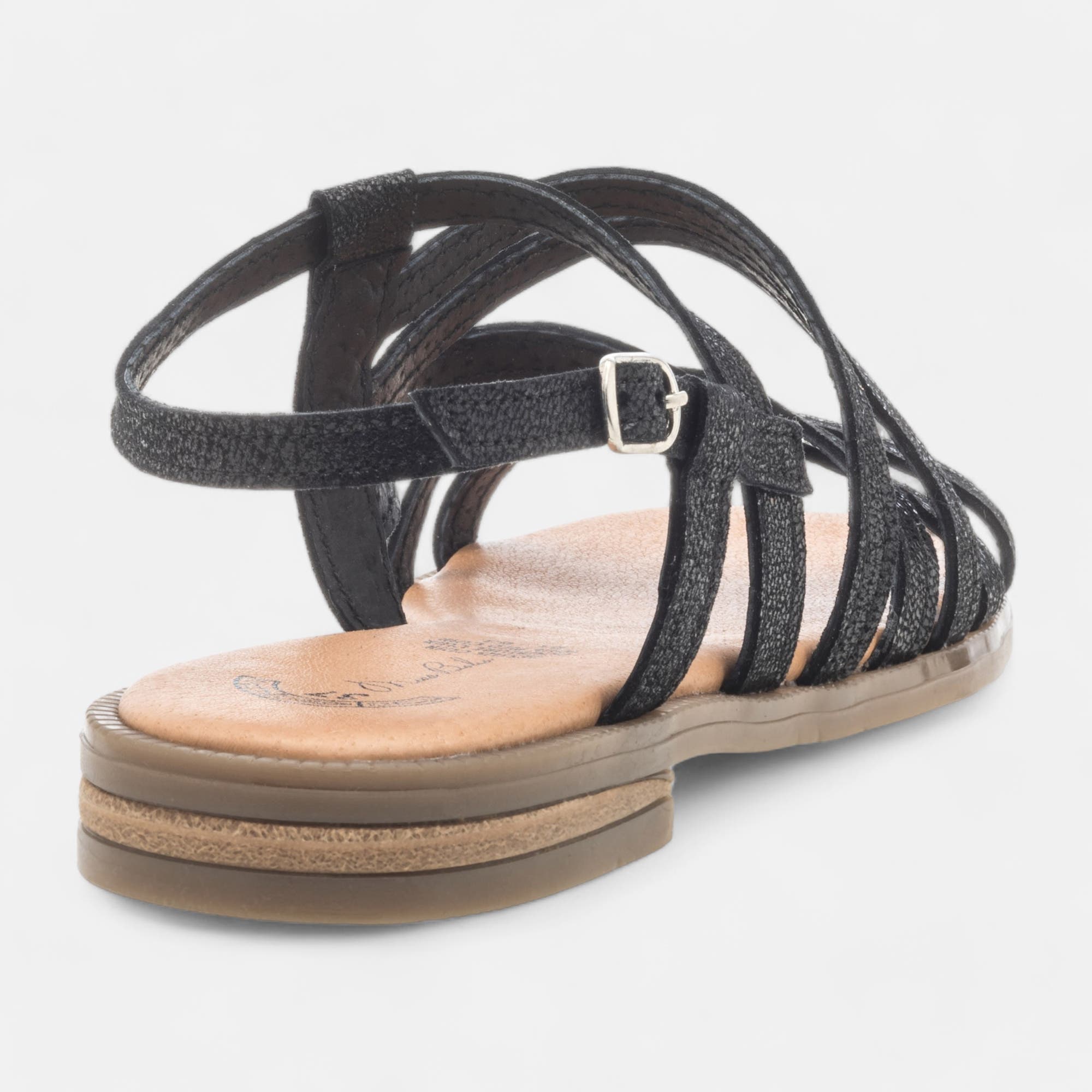 Nu-pieds Femme en cuir noir