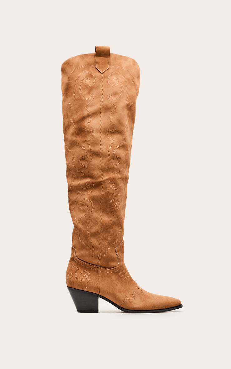 Sable Botte Western Haute En Synthétique Couleur Pierre