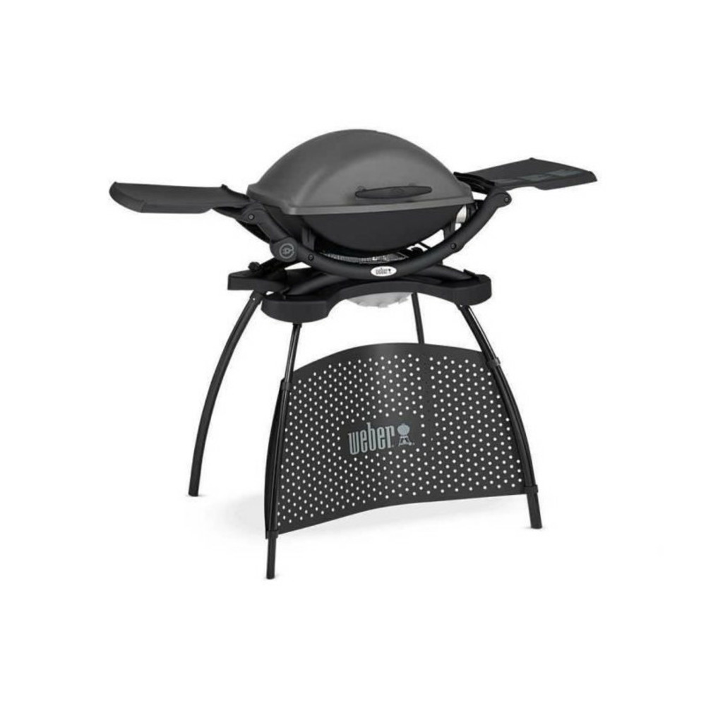 Barbecue électrique q2400 avec stand - grille acier 55x39 cm - couvercle avec réflecteur de chaleur - gris