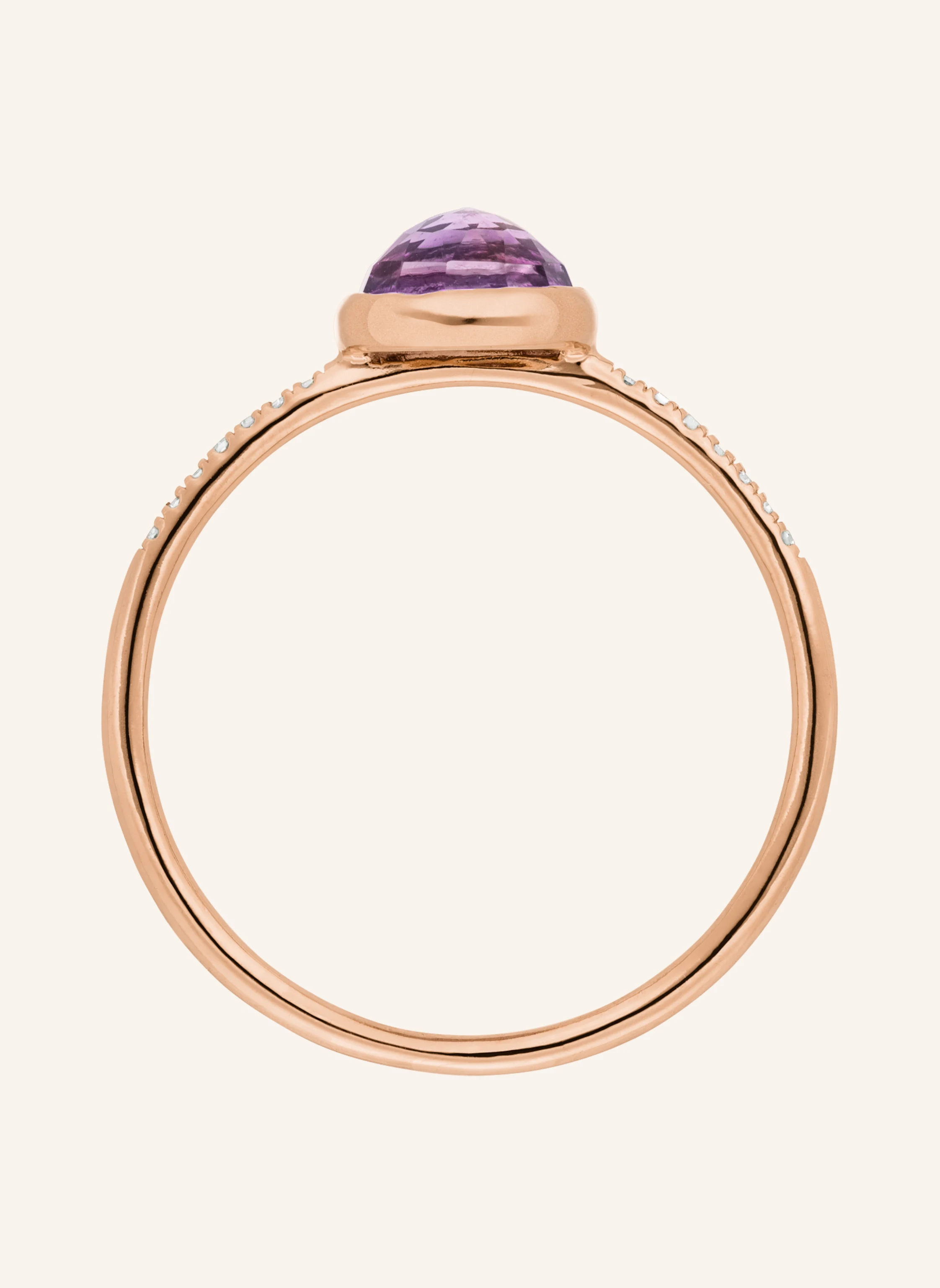 Leaf Ring AMETHYST aus 14 Karat Roségold mit Diamanten