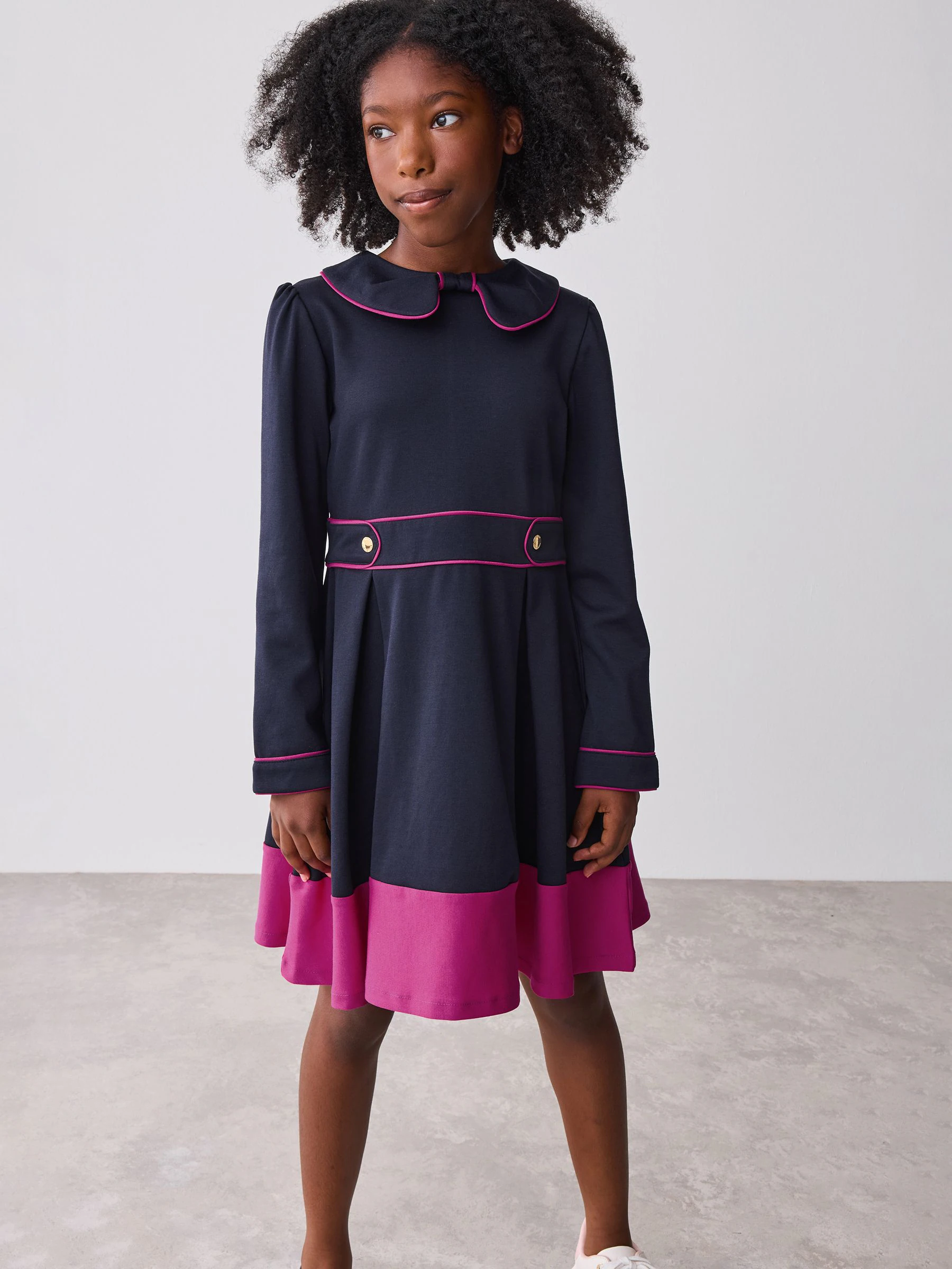 Marineblauw - Baker by Ted Baker Bow Collar Pleated Ponte Dress