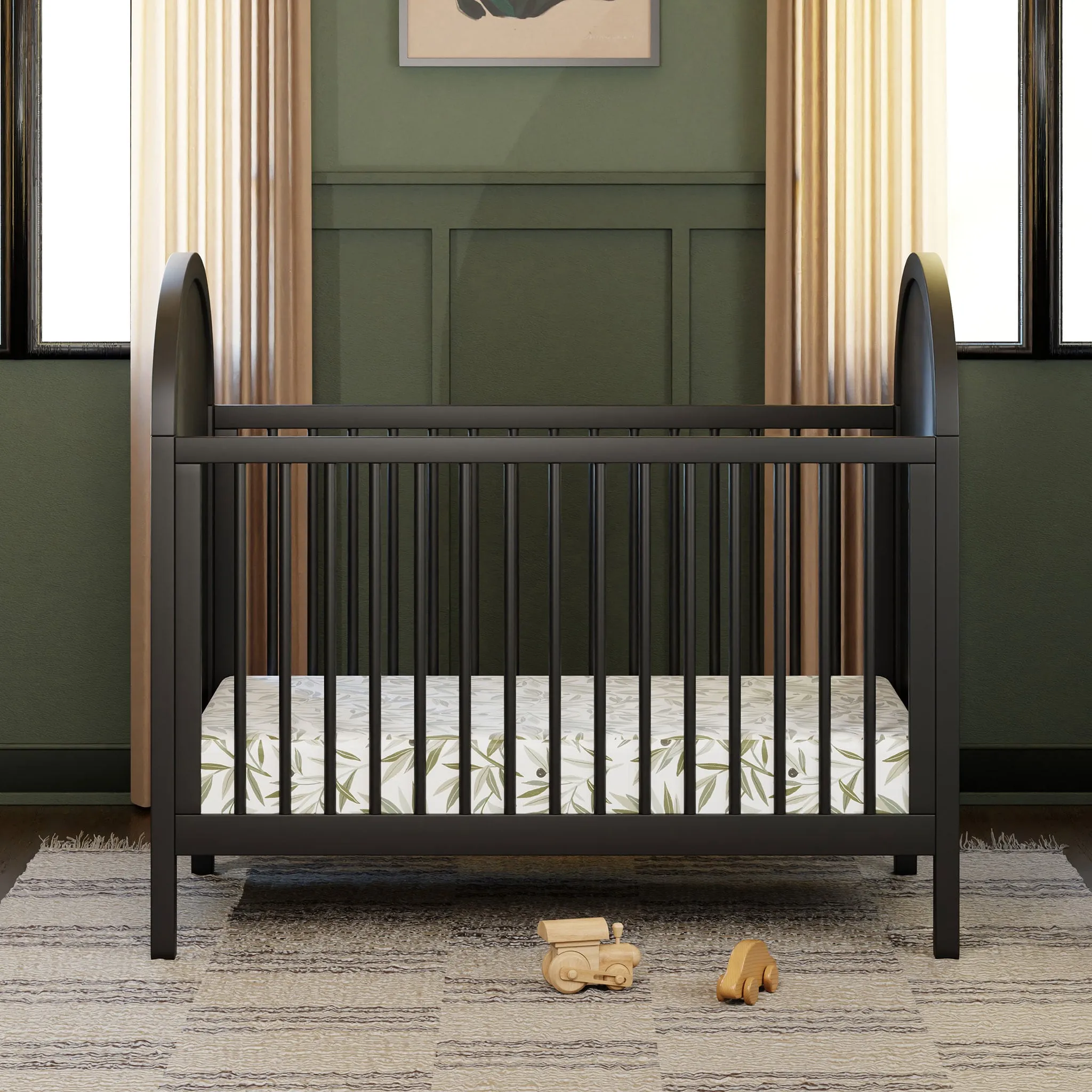 Babyletto Couchette Convertible 3 en 1 Bondi Cane avec Kit de Conversion Lit pour Tout-petit - Noir  Rotin