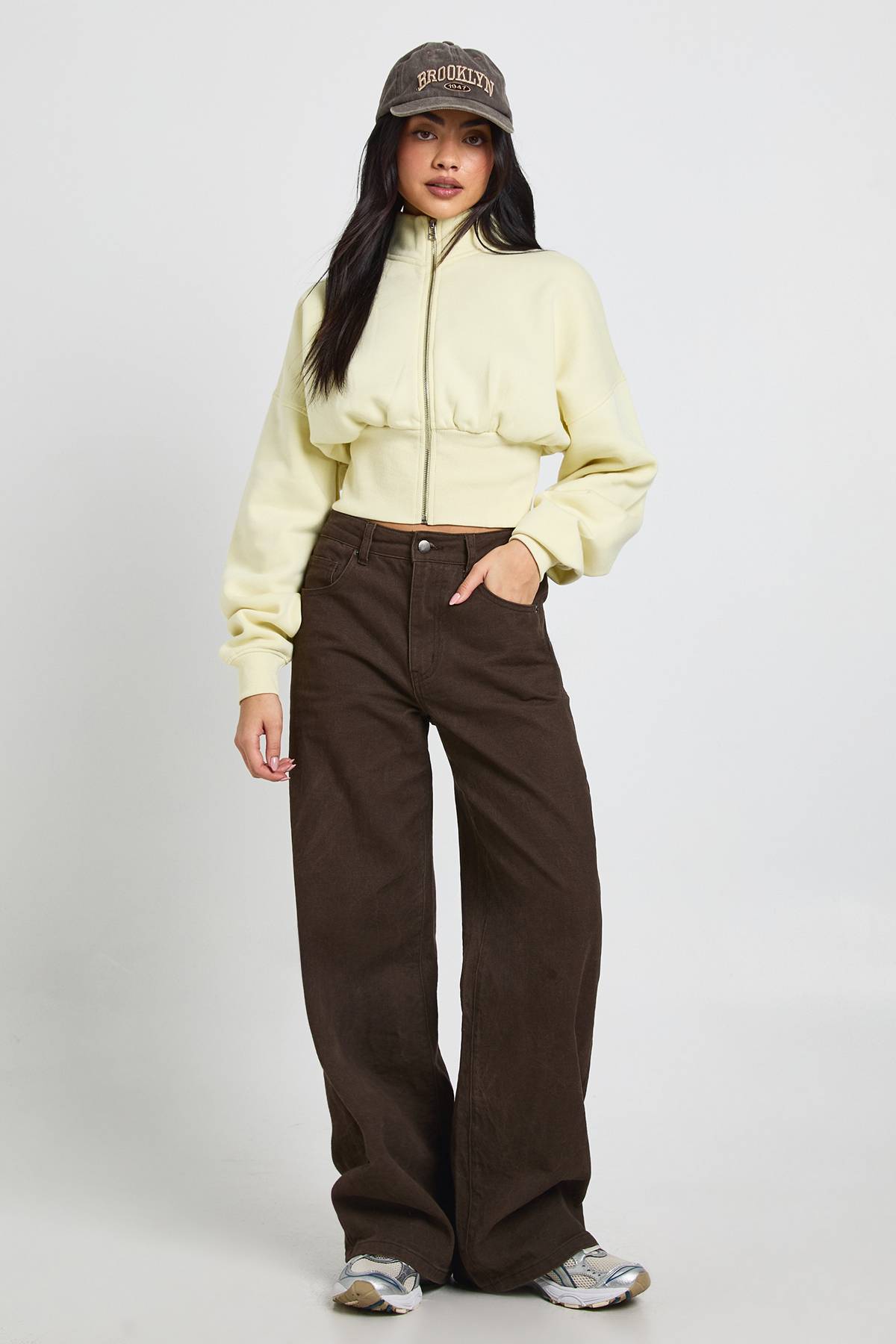 boohoo Col Cheminée Taille Cintrée Zippé Intégral