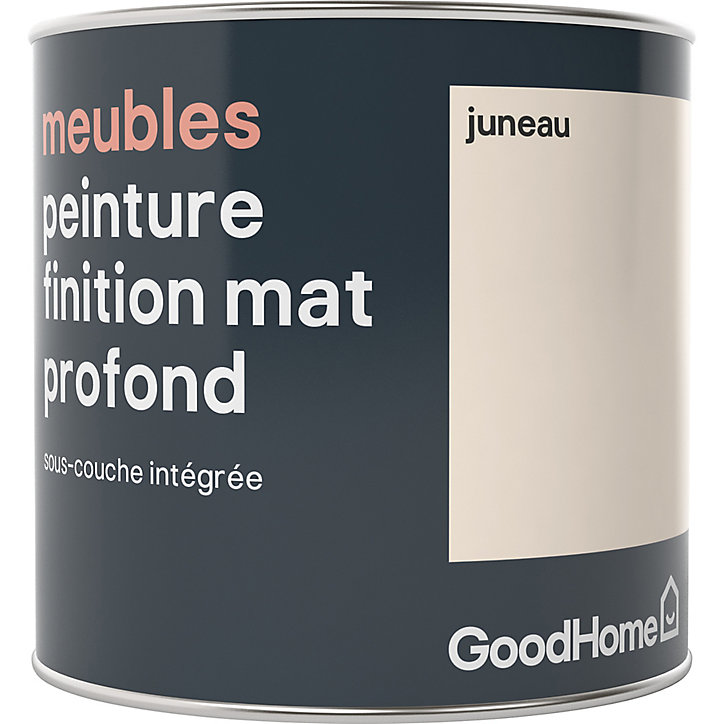 Peinture de rénovation meubles GoodHome blanc Juneau mat profond 0,5L