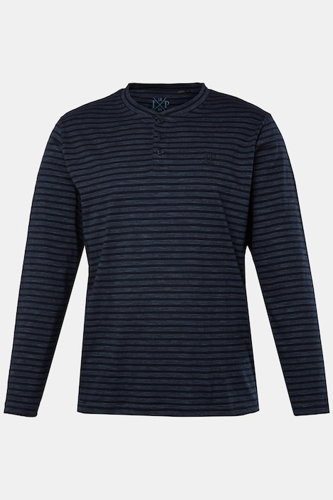JP 1880 Schlafanzug, Zweiteiler, geringeltes Langarm-Henley, bis 8 XL