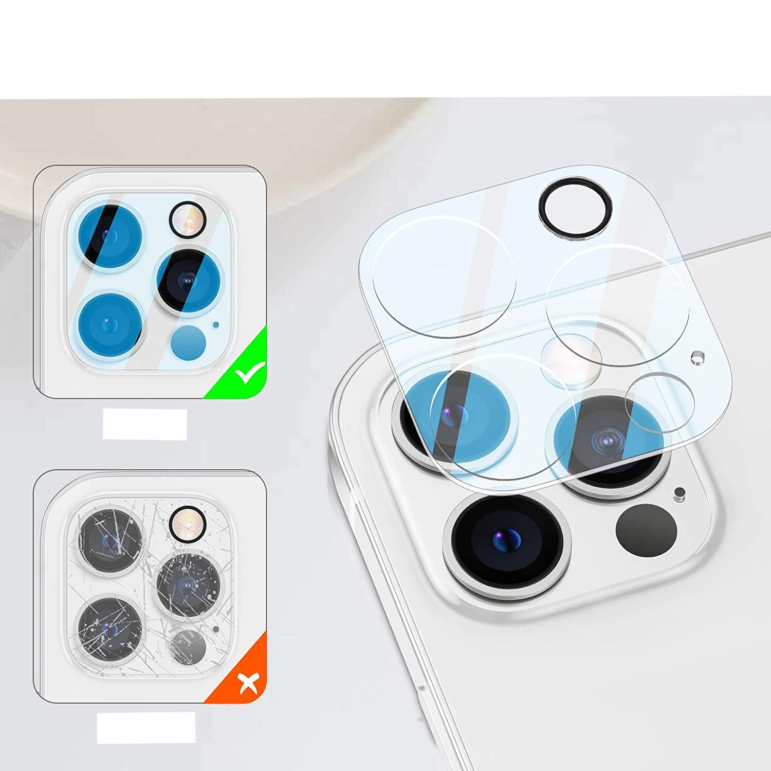 (2er Set) iPhone 12 Pro Kamera Objektiv Protector Panzer Glas Case Friendly - Transparent