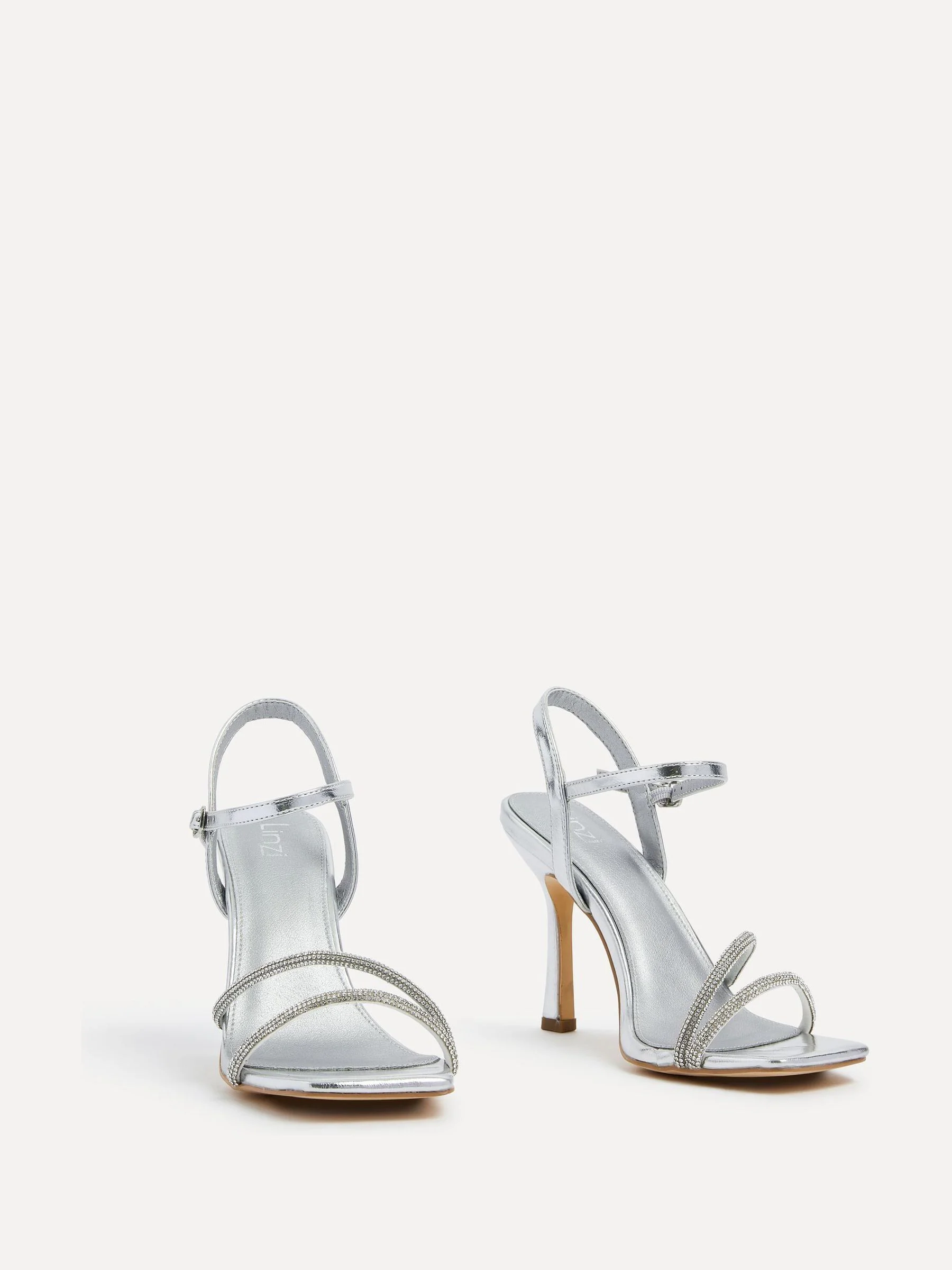 Zilver - Linzi Mesmerize Diamanté Embellished Strappy Heel