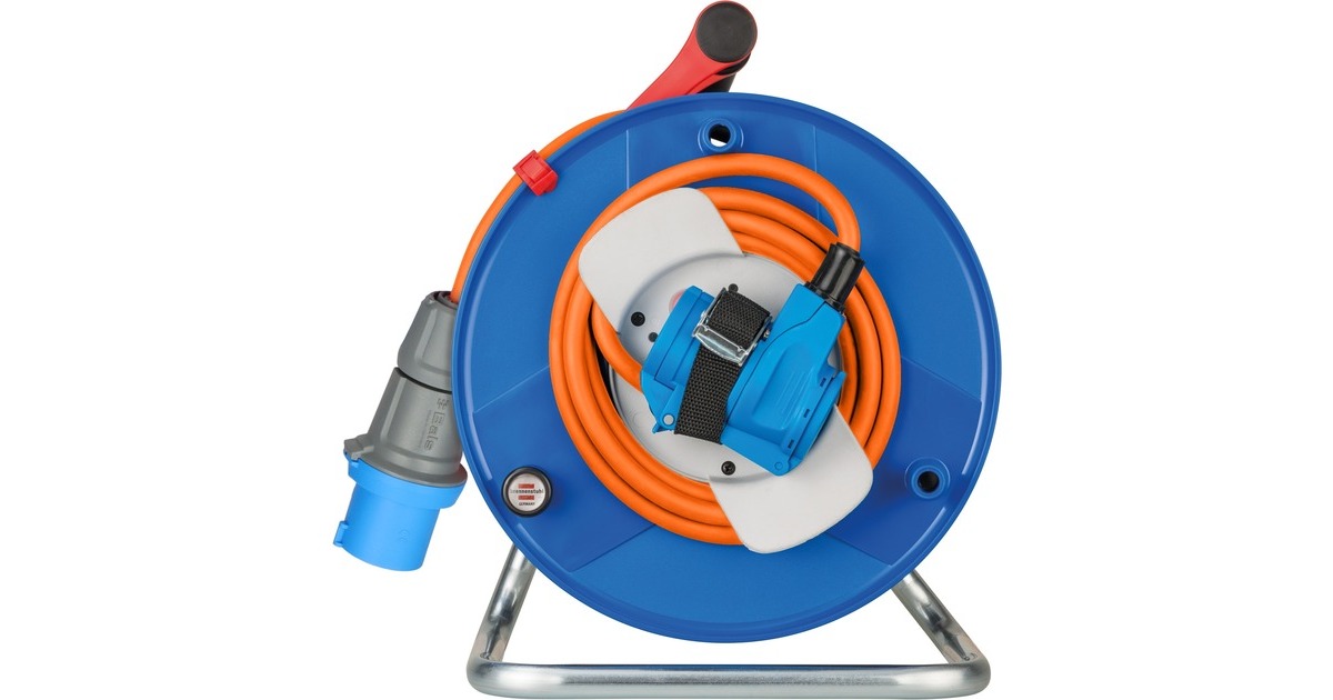 BrennenstuhlCEE-kabelhaspel met 23+2m RN-Kabel in oranje  (Blauw/oranje, 25m (23+2m) RN-kabel)