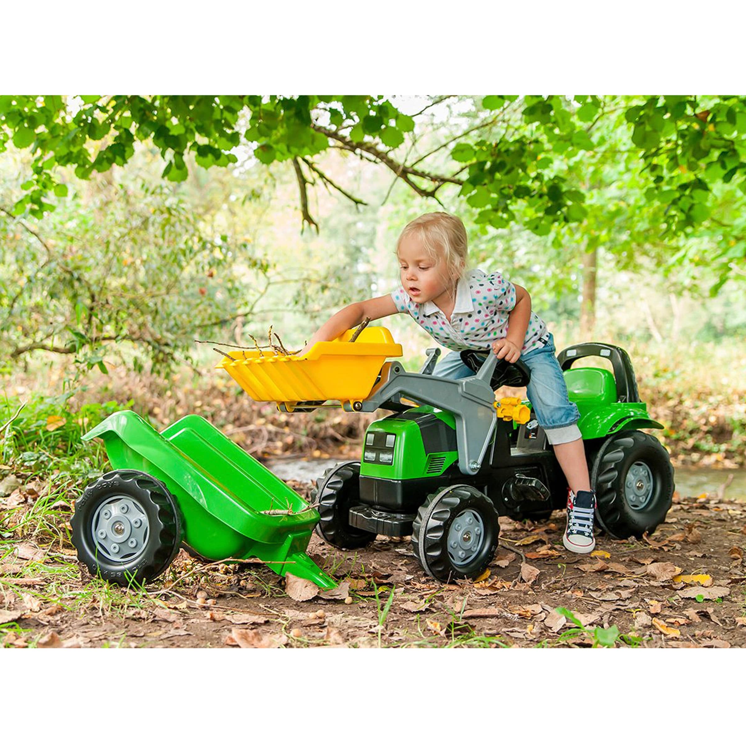 Rolly Toys® Trettraktor rollyKid Deutz-Fahr 5115 G TB mit Anhänger und Frontlader