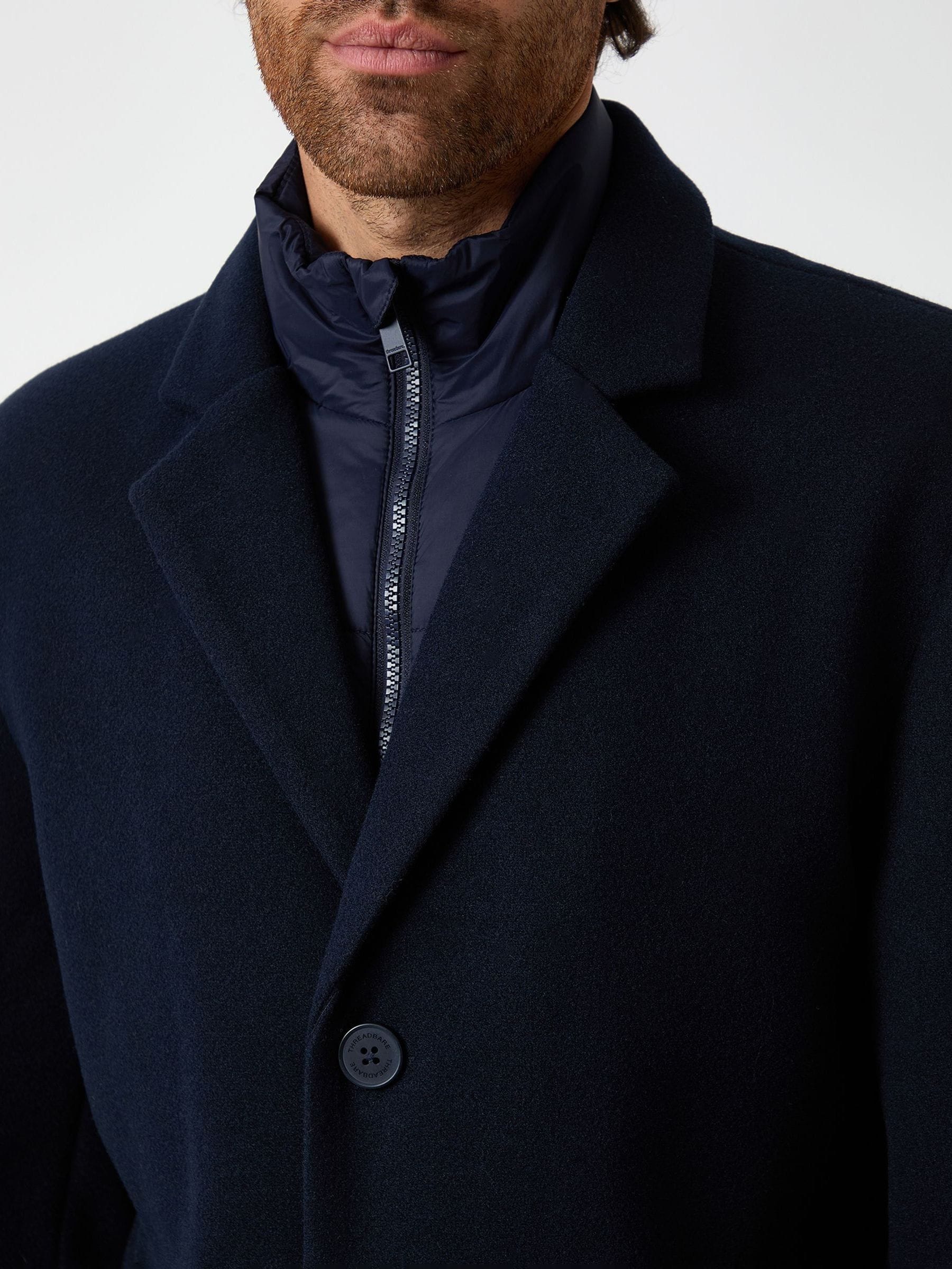 Threadbare Faux Wool Mock Layer Longline Trench Coat