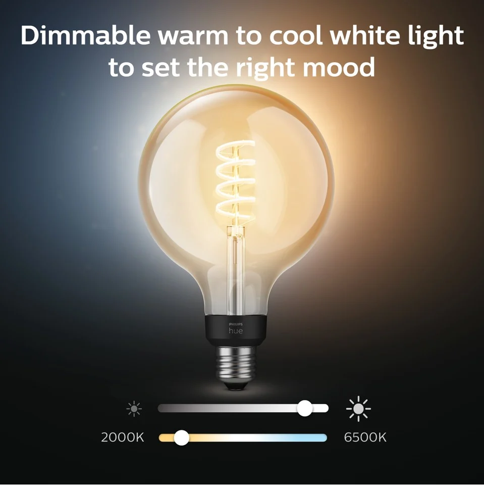 Philips Hue - E27 Filament G125 -White Ambiance