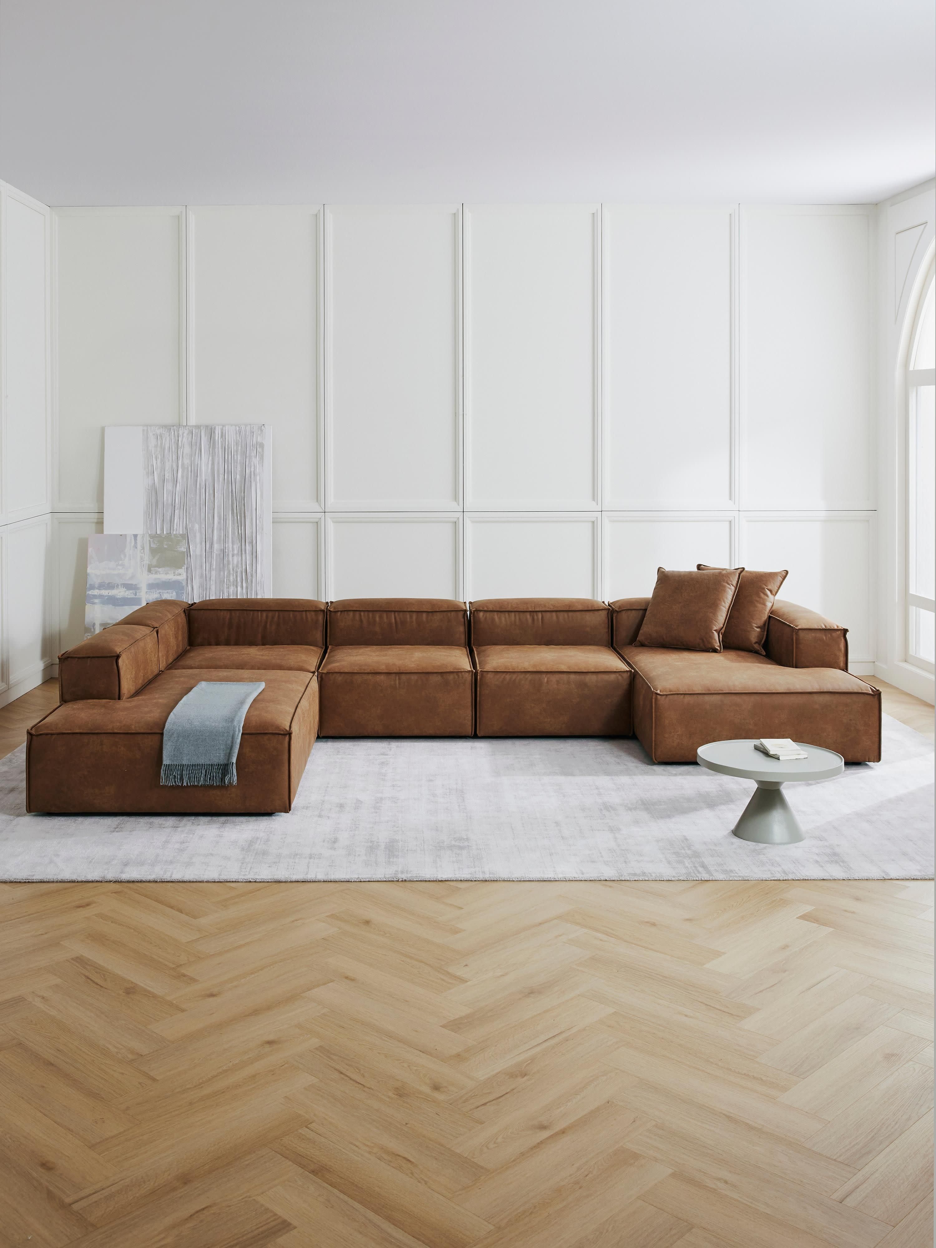 Chaise longue hoekmodule Lennon van gerecycled leer