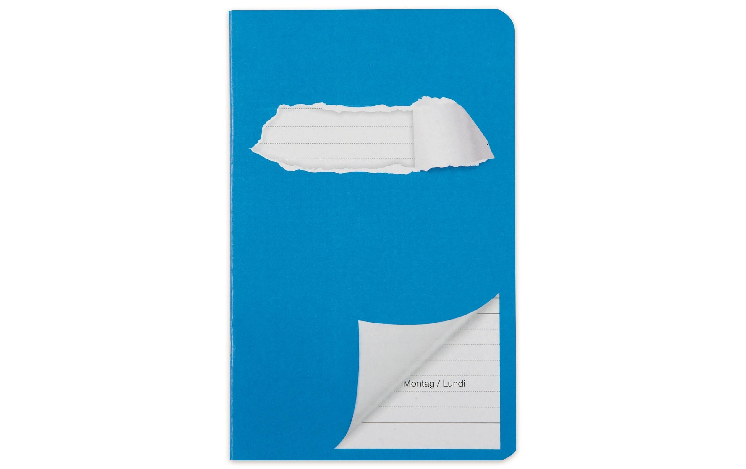 Schulheft Aufgabenheft 11 x 17.5 cm, Liniert, Blau/WeissNotizheft für die Schule