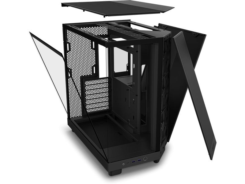 NZXT PC-Gehäuse H6 Flow Schwarz Kompaktes Mid-Tower-Gehäuse mit hohem Luftstrom