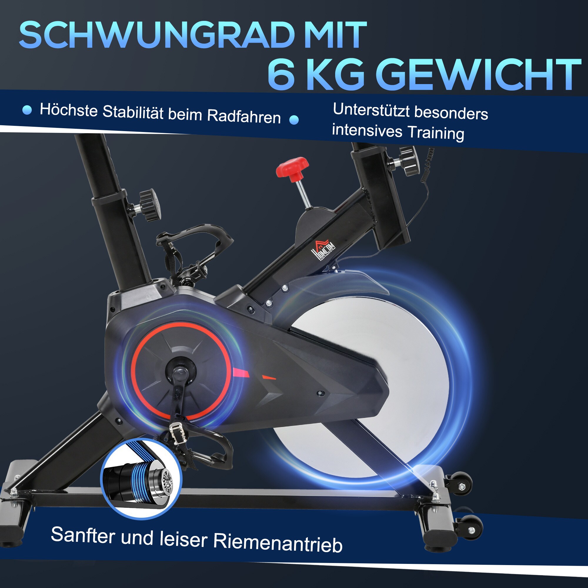 HOMCOM Fitnessfahrrad mit LCD-Monitor schwarz 102 x 47 x 104 cm (LxBXH)