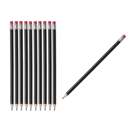 Macma Bleistifte mit Radierer, HB, ohne Herstellerlogo, schwarz lackiert, 50 Stück