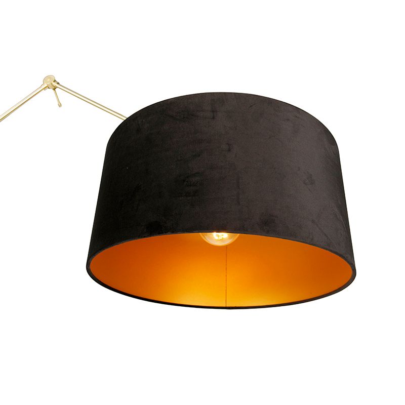 Moderne vloerlamp goud velours kap zwart 50 cm - Editor