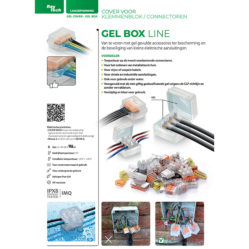 Raytech GelBoxLine waterdichte aftakdoos Kelvin - 52x53x29mm