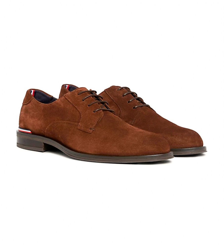 Sapatos Derby Tommy Hilfiger Signature em couro marrom