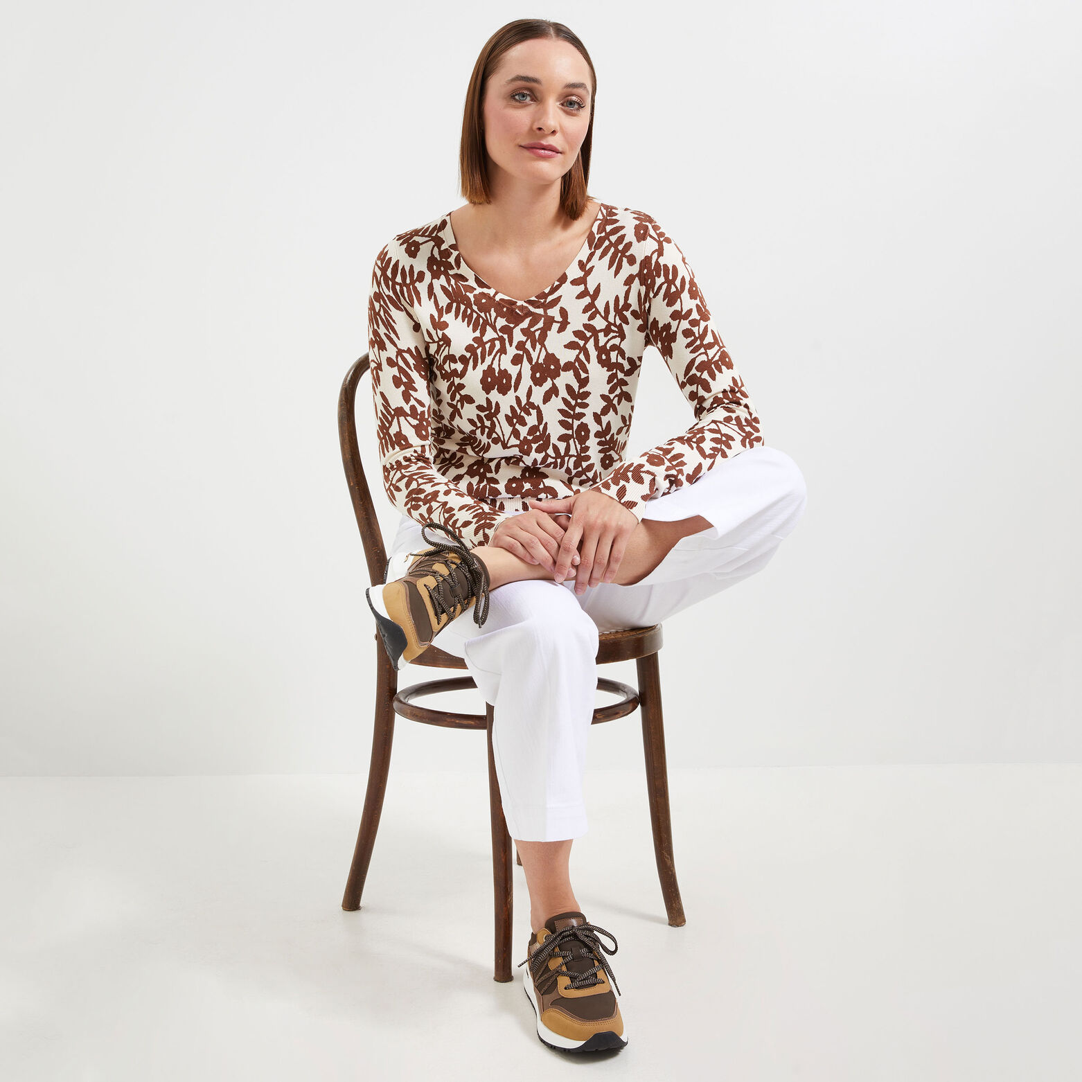 Pull fleuri femme