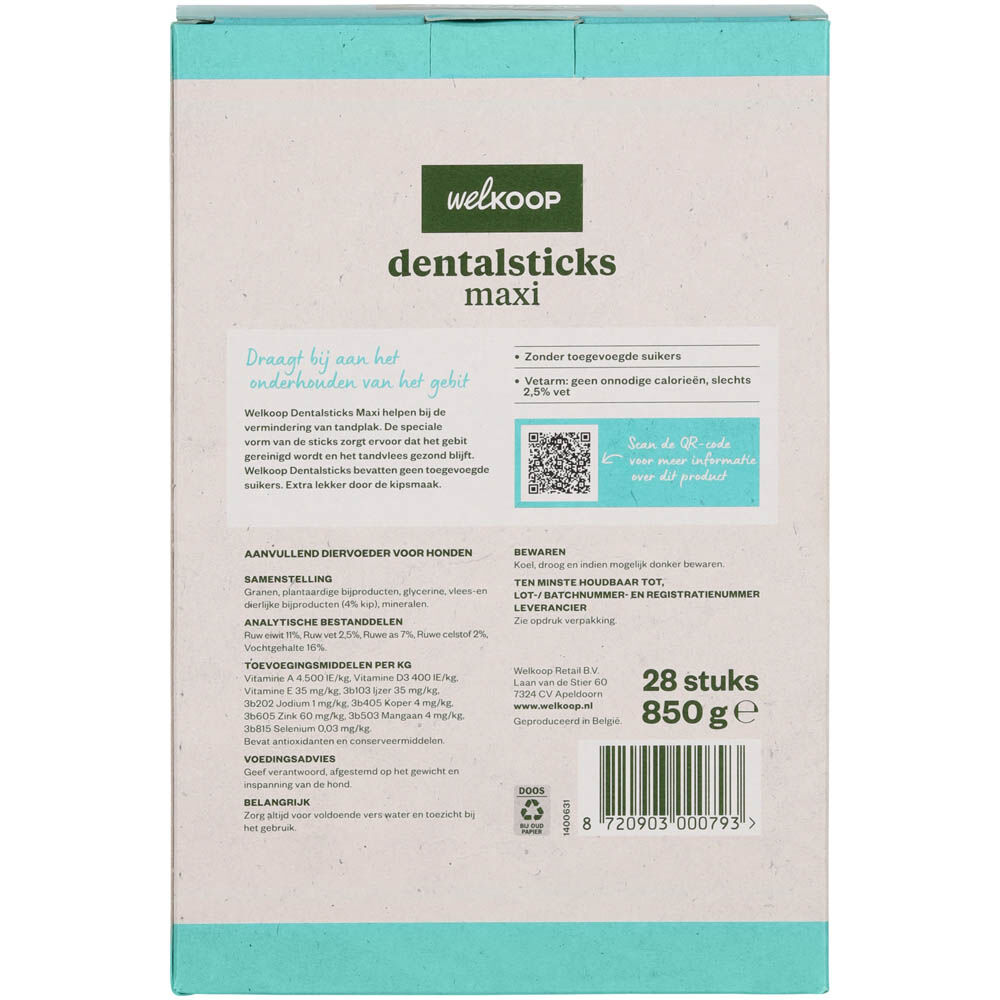 Welkoop - Dentalsticks Maxi - 28 Stuks - kip - L