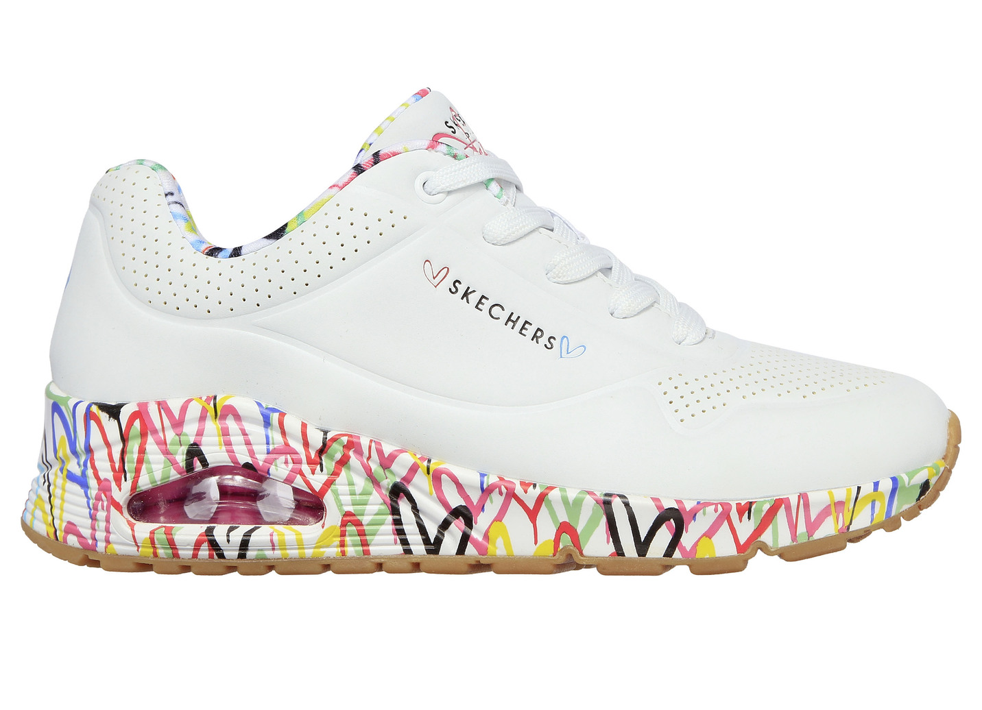SKECHERS Schnür-Sneaker teilweise mit bunten Herzen bedruckt