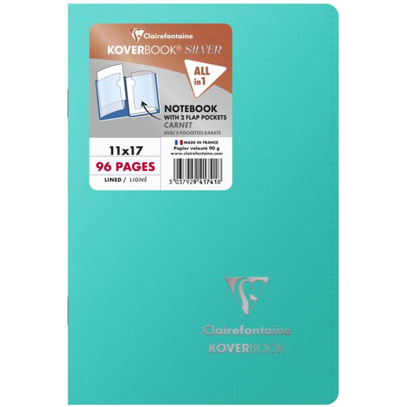 Carnet piqué Koverbook Silver 11x17 cm 96 pages ligné couverture polypropylène opaque - Assortis