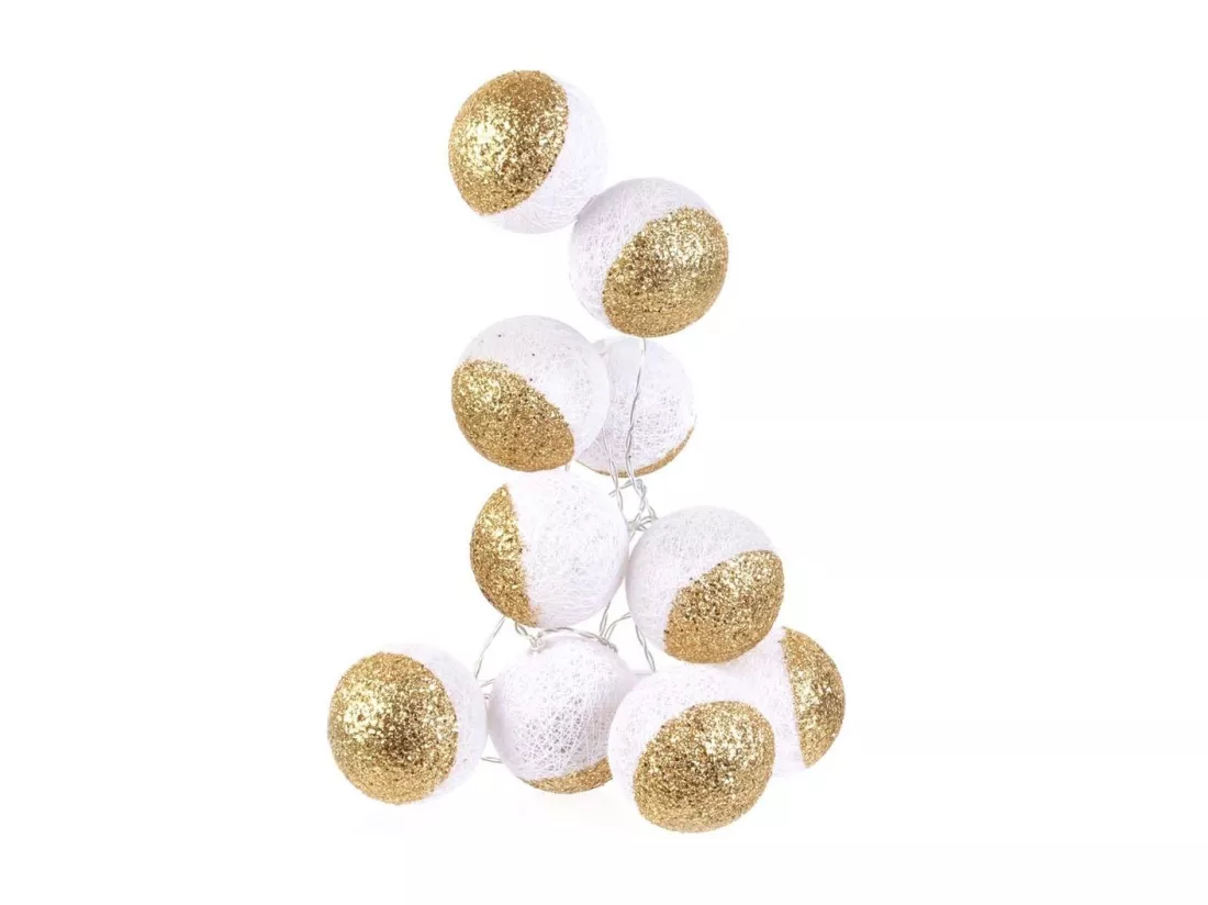 Guirlande lumineuse boules pailletées 10 leds (Lot de 2)