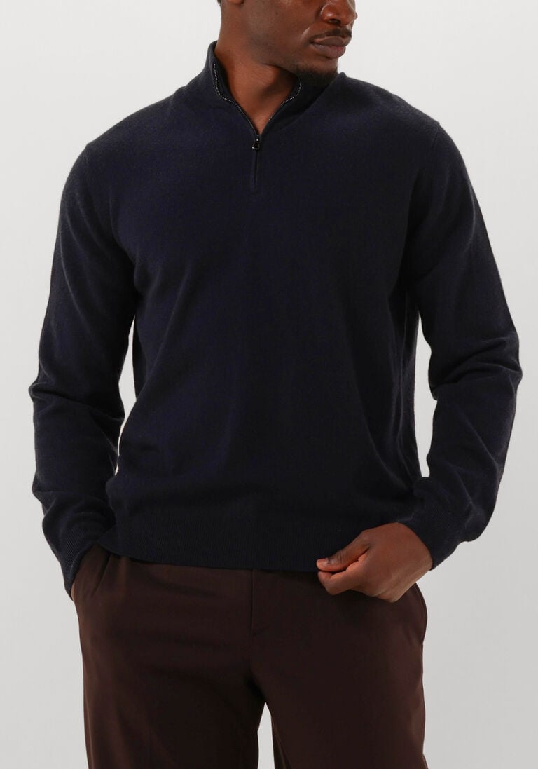 donkerblauwe filippo de laurentiis trui mezza zip ml