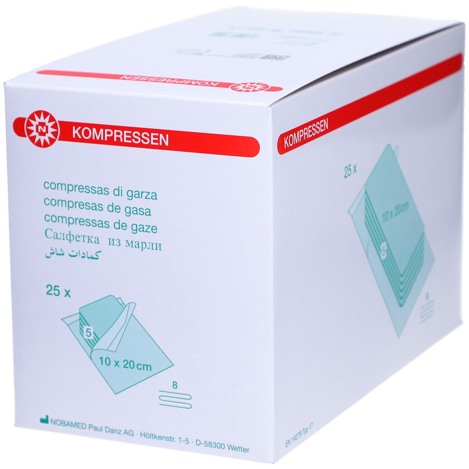 NOBA Mullkompressen steril 8- lagig 50 x 2 Stück 10 x 20 cm