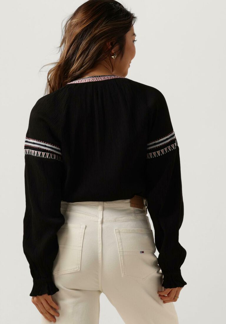 SCOTCH & SODA zwarte scotch & soda blouse balloon sleeve embroidery top