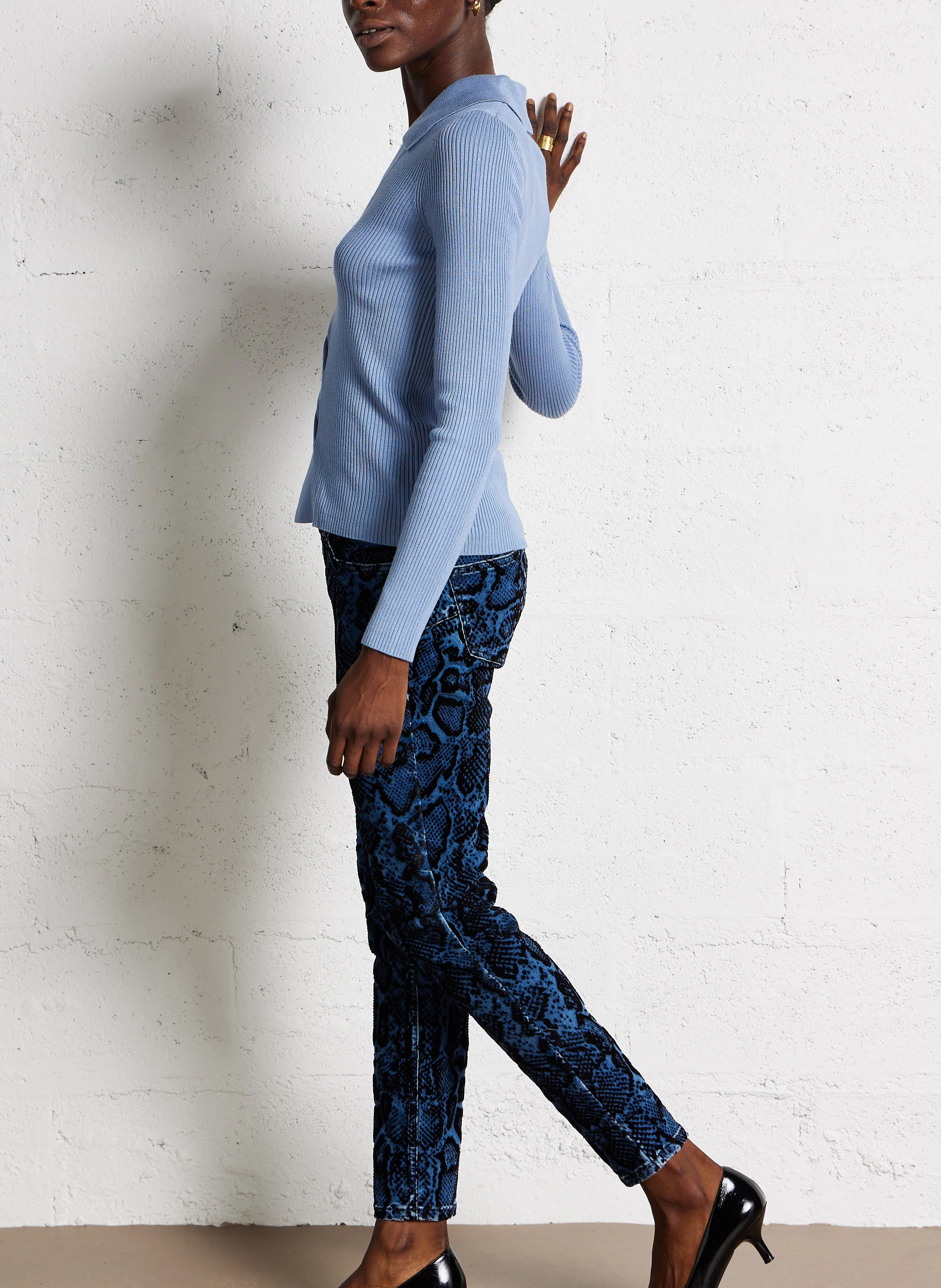 Jean slim en coton mélangé | Bleu