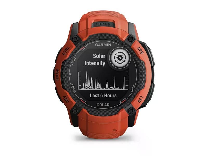 GARMIN Sportuhr Instinct 2X Solar Flame Red Multisport-Smartwatch