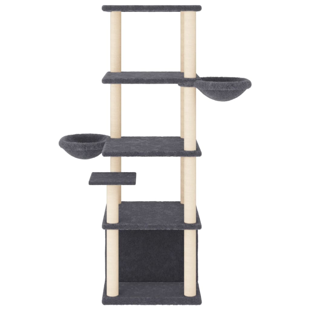 Arranhador para gatos vidaXL com hastes de sisal cinza escuro, 147 cm
