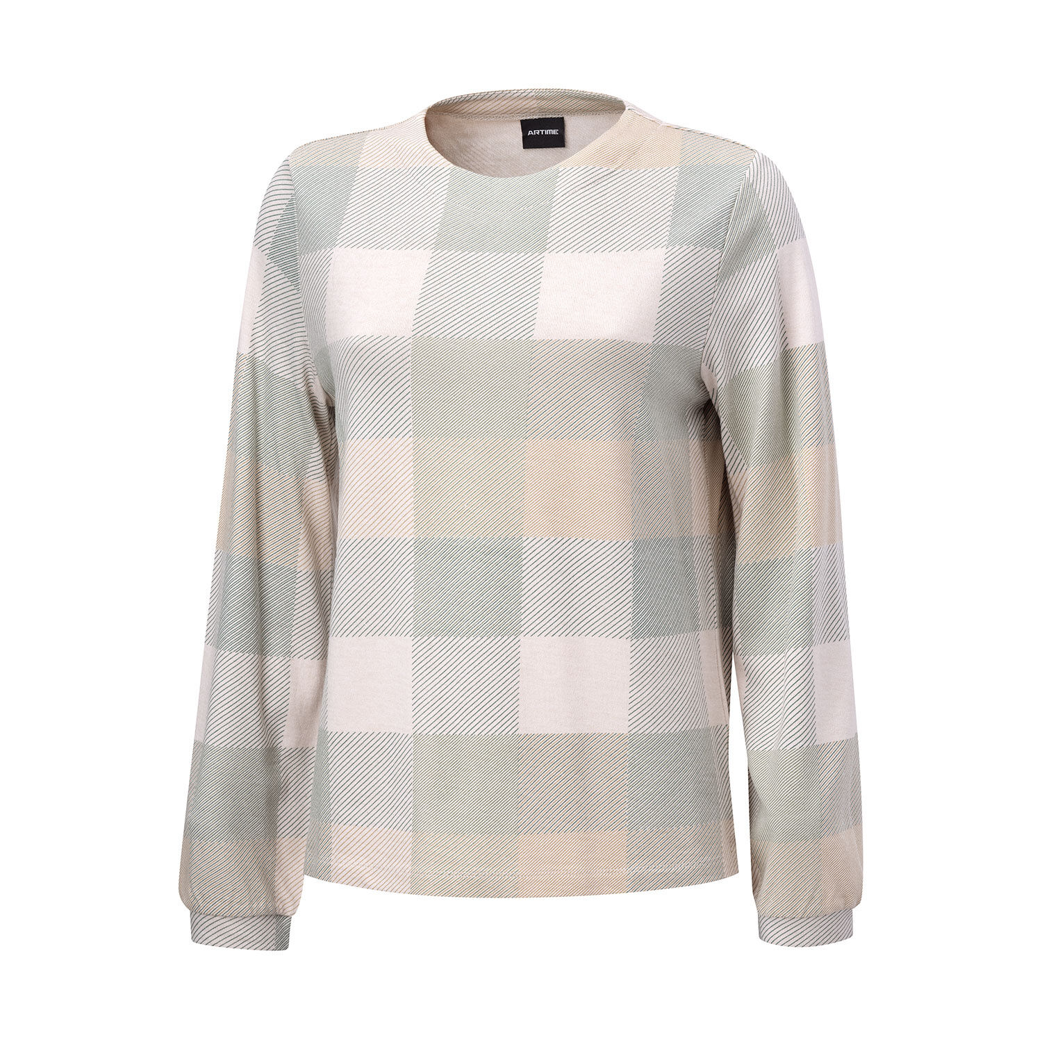 Bedrucktes Langarmshirt mit Karomuster